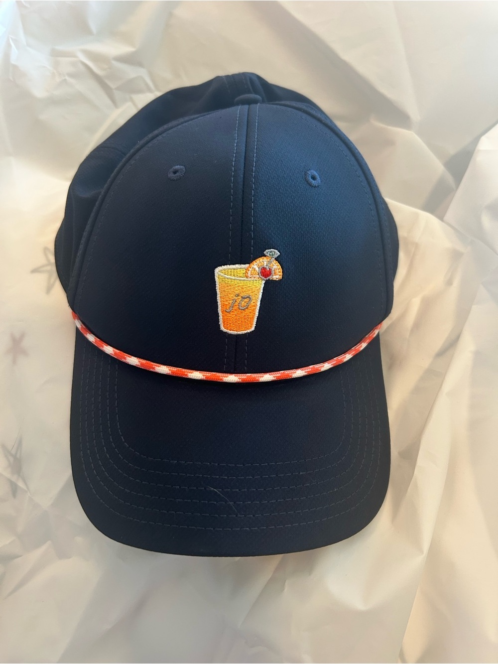 johnnie-O Navy performance rope golf hat with  Drink Embroidery GUC